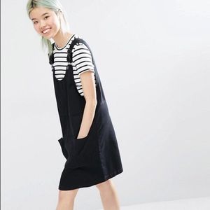Black denim overall dress